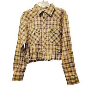 Bling A Gogo Shake Your Tail Feathers Plaid crop Top nwt-one size